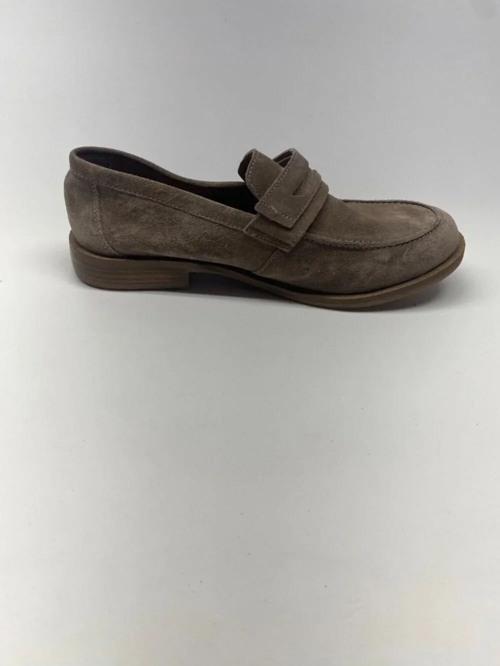 ALL SAINTS Mens Sam Taupe Suede Penny Loafer Sz 9